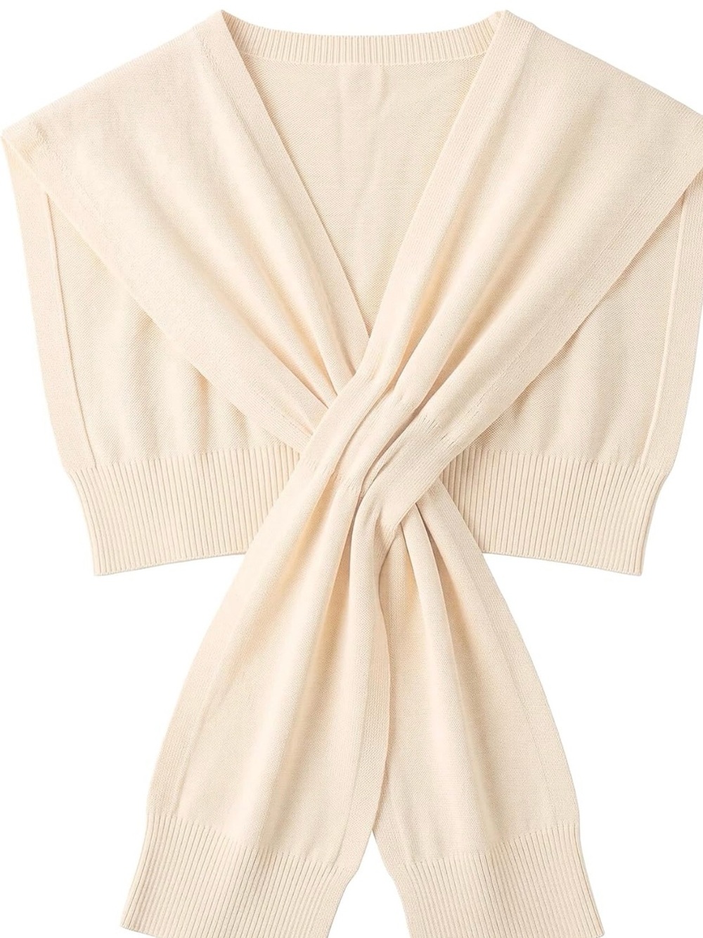 Light Cream Knit Wrap Scarf - Women's Layering Wrap